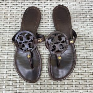Tory Burch Miller sandal- chocolate brown leather
